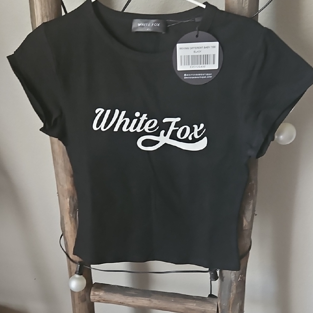 White Fox Black Tee